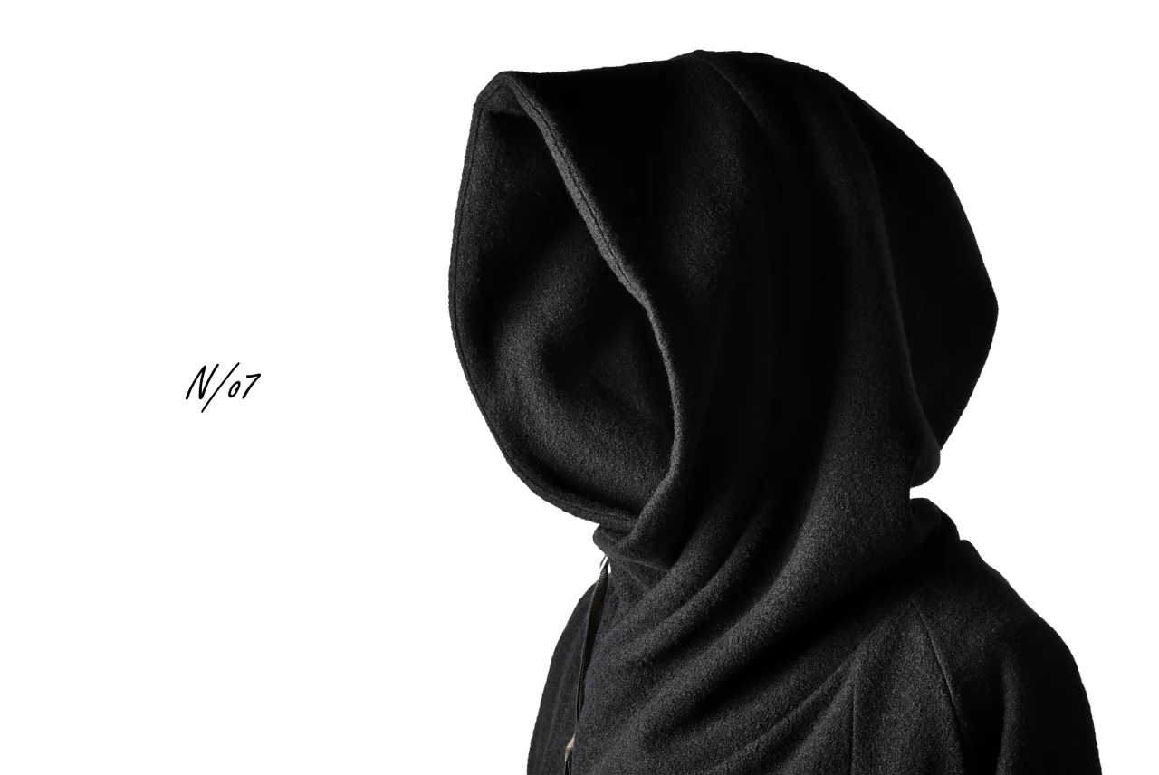 N/07 Wrap Hooded Jacket / Woolring Fleece (BLACK) - Image 31