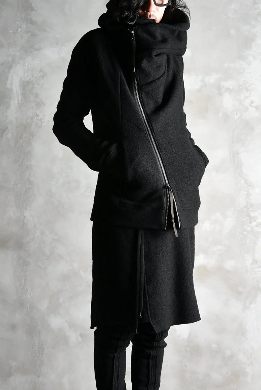 N/07 Wrap Hooded Jacket / Woolring Fleece (BLACK) - Image 34