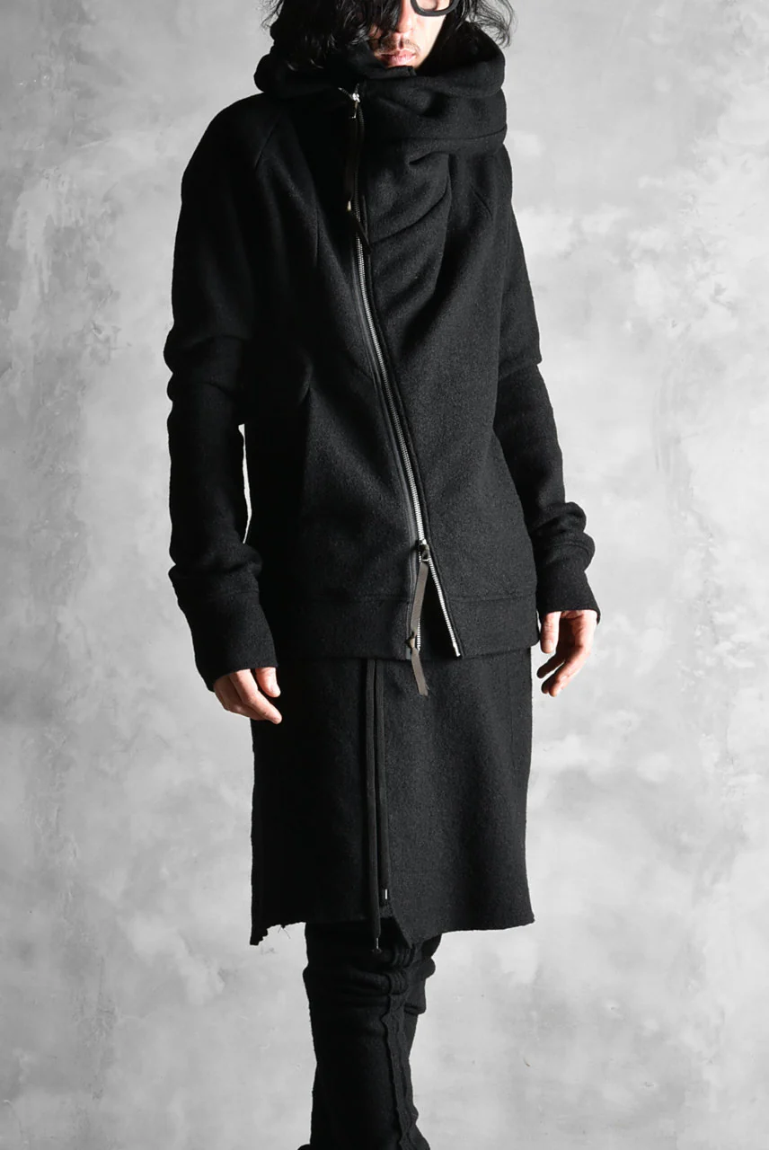 N/07 Wrap Hooded Jacket / Woolring Fleece (BLACK) - Image 35