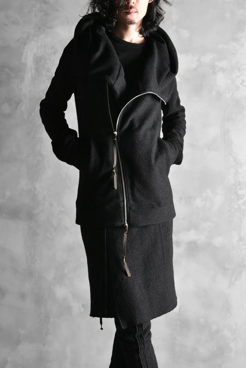 N/07 Wrap Hooded Jacket / Woolring Fleece (BLACK) - Image 39