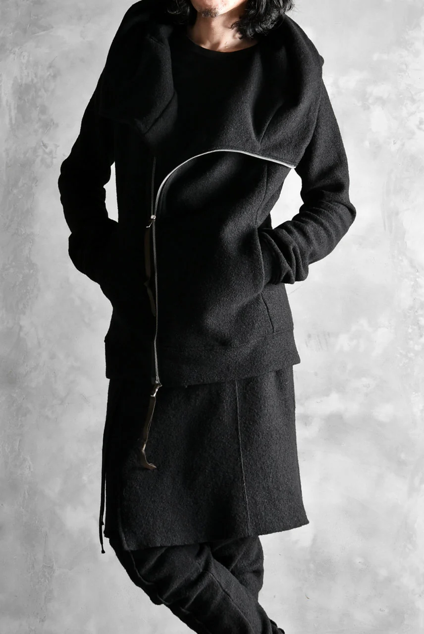 N/07 Wrap Hooded Jacket / Woolring Fleece (BLACK) - Image 40