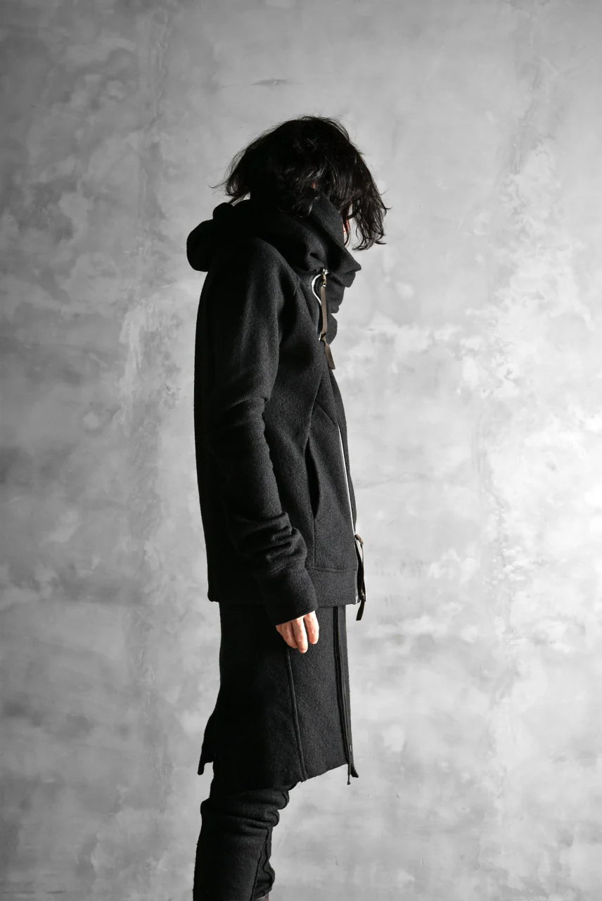 N/07 Wrap Hooded Jacket / Woolring Fleece (BLACK) - Image 42