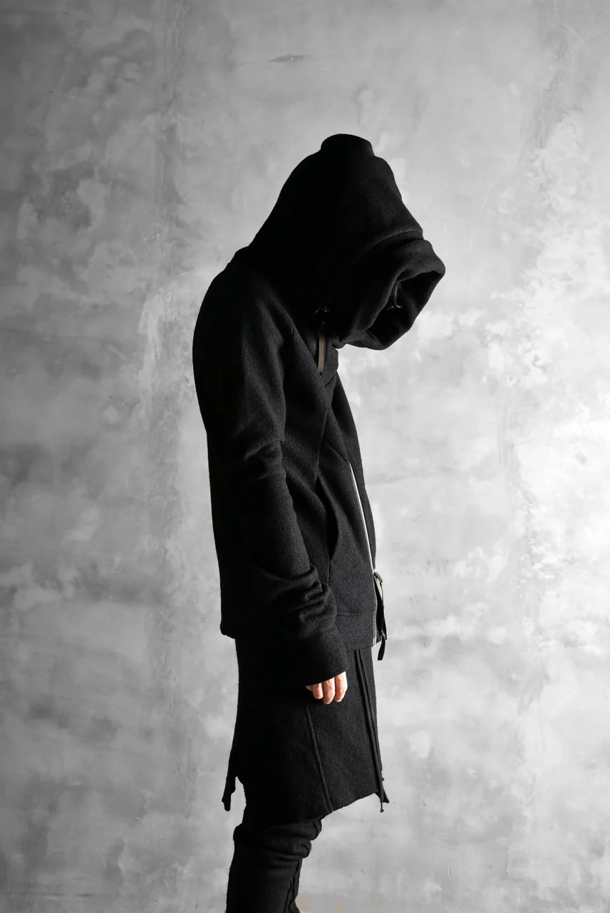 N/07 Wrap Hooded Jacket / Woolring Fleece (BLACK) - Image 43