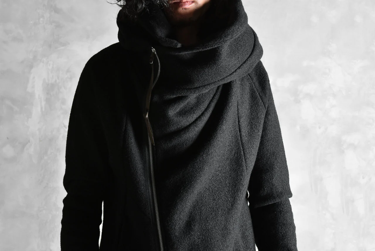 N/07 Wrap Hooded Jacket / Woolring Fleece (BLACK) - Image 47