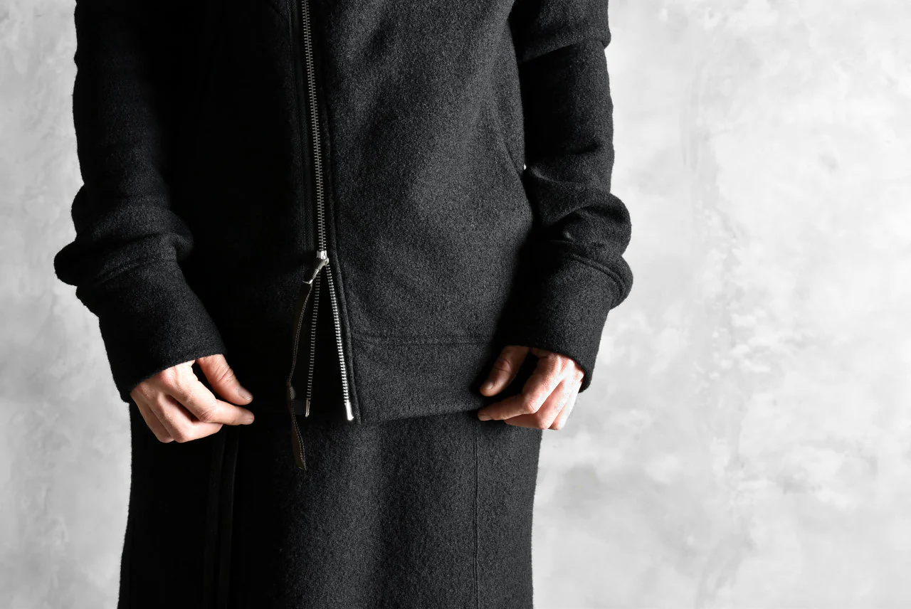 N/07 Wrap Hooded Jacket / Woolring Fleece (BLACK) - Image 49