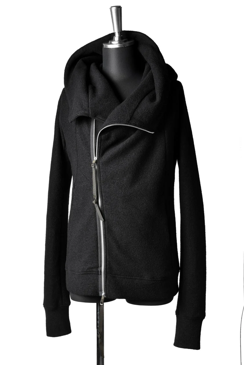 N/07 Wrap Hooded Jacket / Woolring Fleece (BLACK) - Image 5