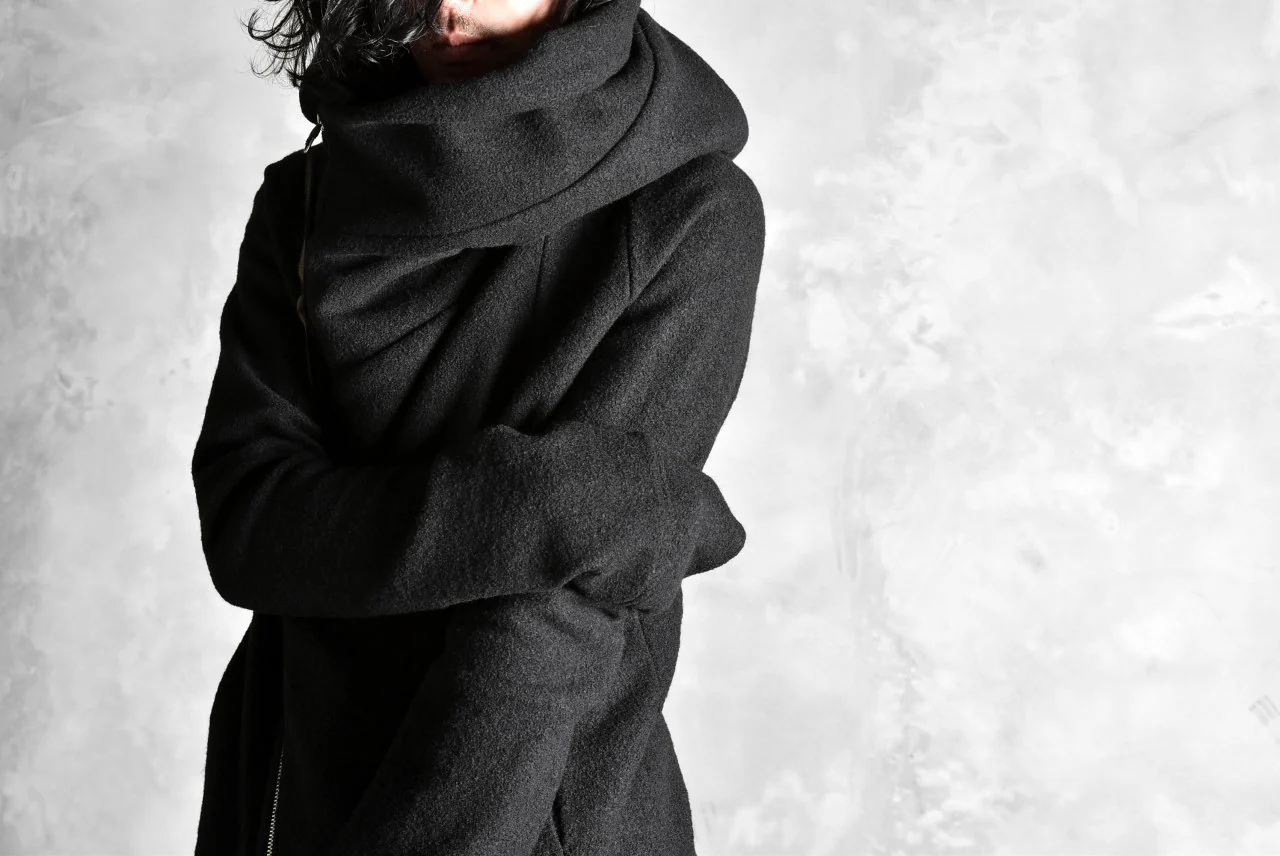 N/07 Wrap Hooded Jacket / Woolring Fleece (BLACK) - Image 50