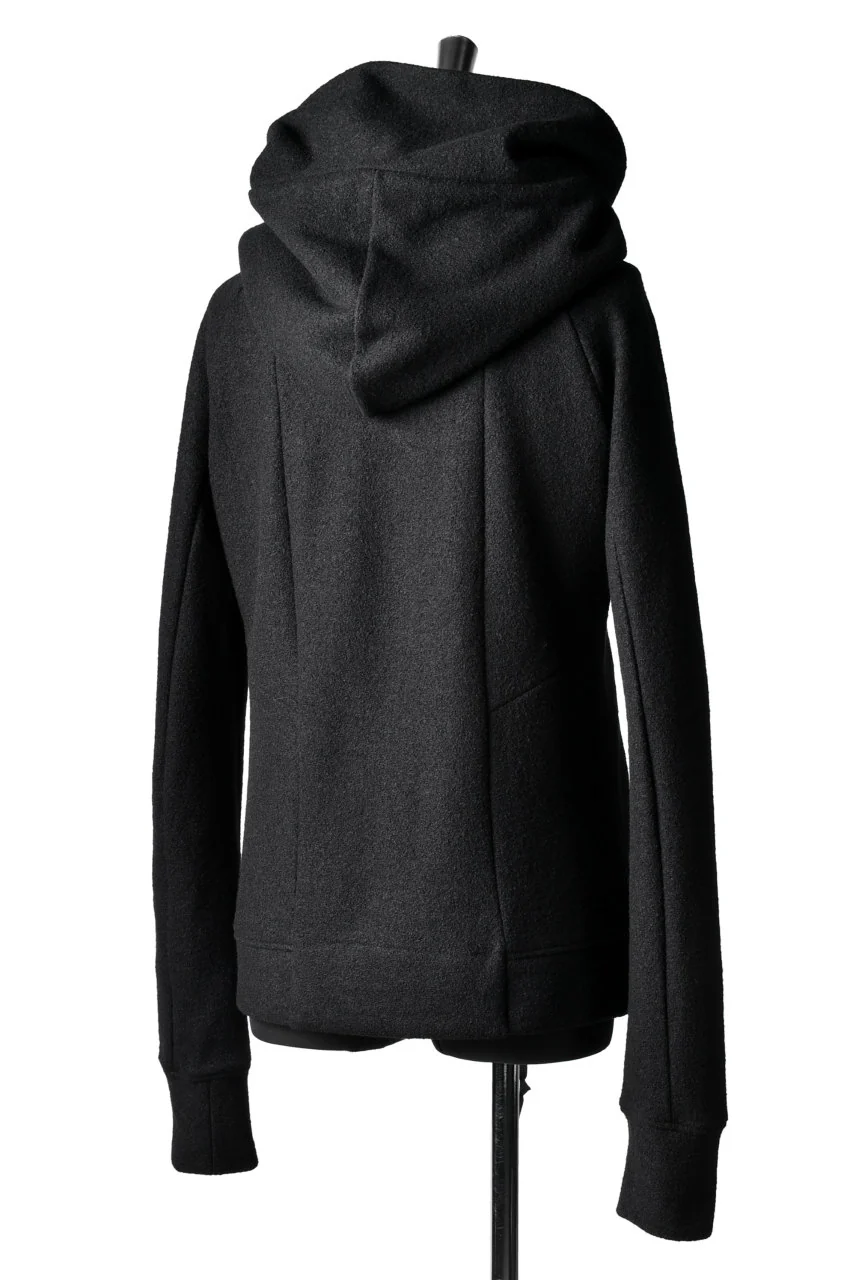 N/07 Wrap Hooded Jacket / Woolring Fleece (BLACK) - Image 7