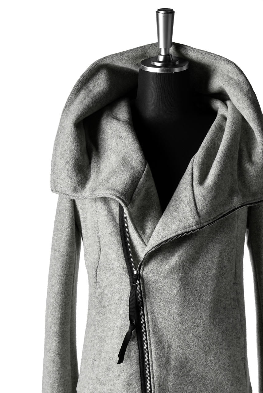N/07 Wrap Hooded Jacket / Woolring Fleece (MELANGE GREY) - Image 10
