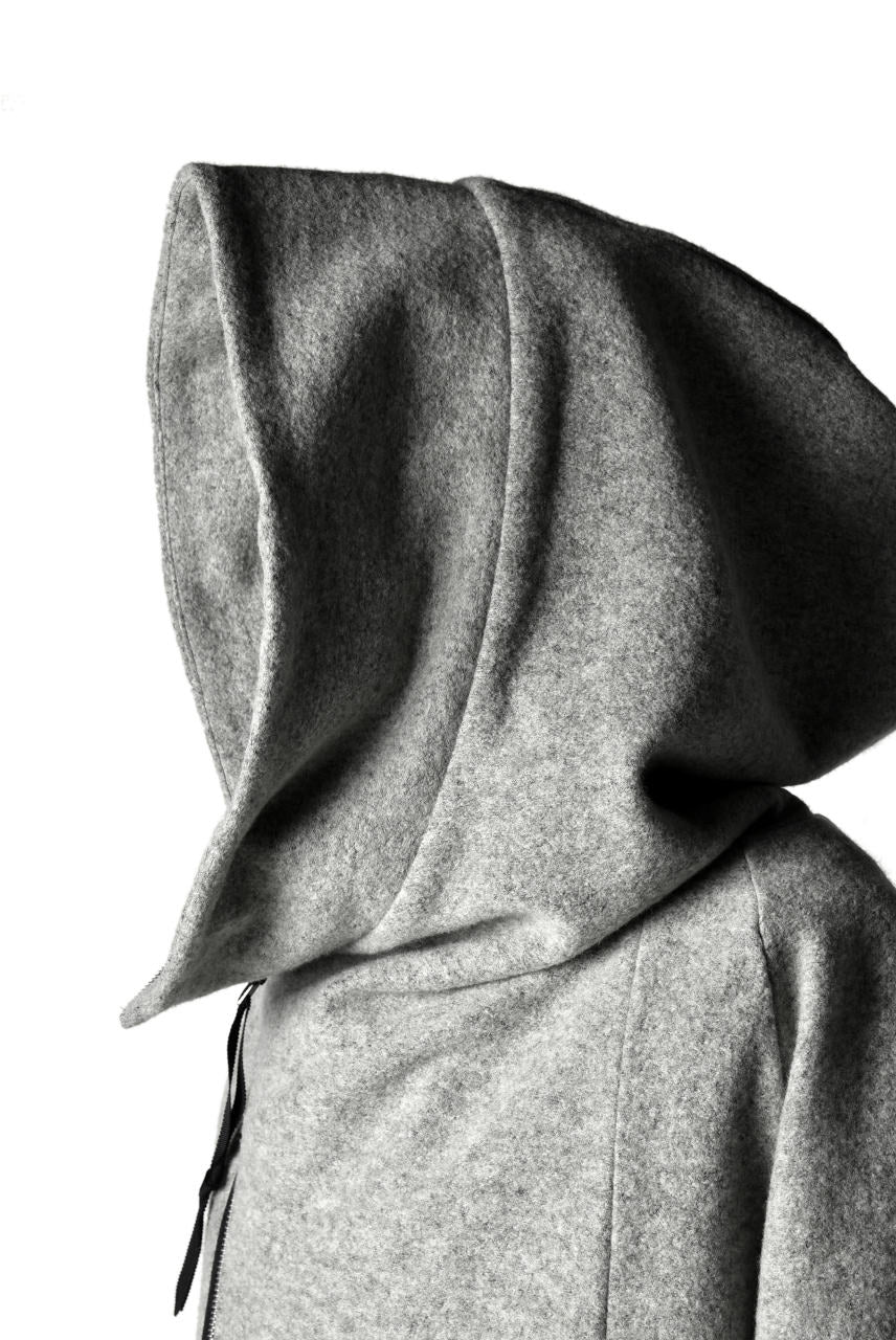 N/07 Wrap Hooded Jacket / Woolring Fleece (MELANGE GREY) - Image 16