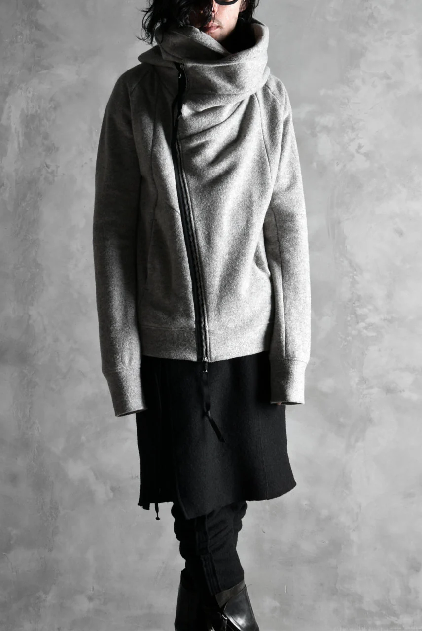 N/07 Wrap Hooded Jacket / Woolring Fleece (MELANGE GREY) - Image 28