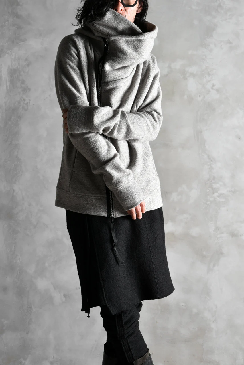 N/07 Wrap Hooded Jacket / Woolring Fleece (MELANGE GREY) - Image 29