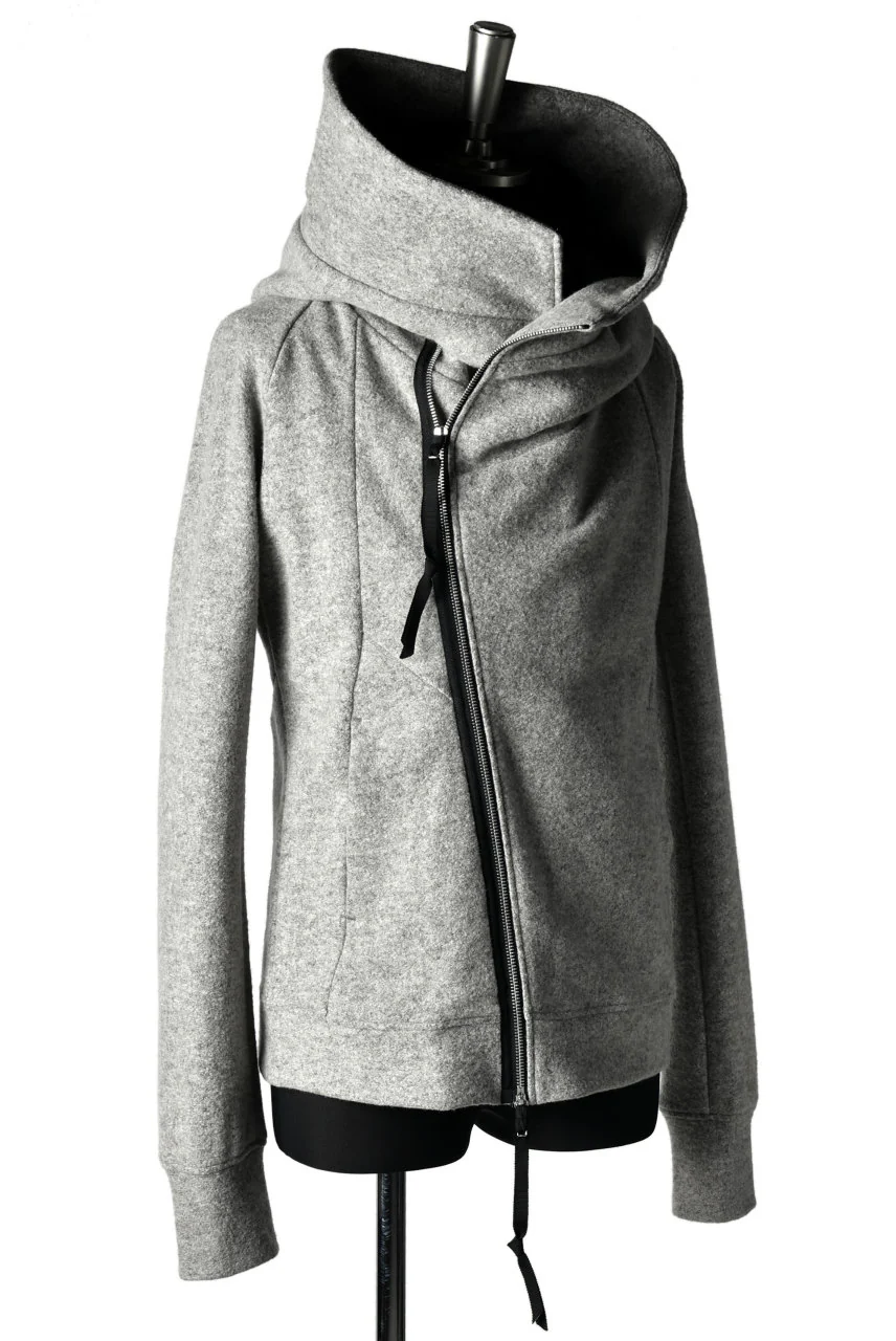 N/07 Wrap Hooded Jacket / Woolring Fleece (MELANGE GREY) - Image 3