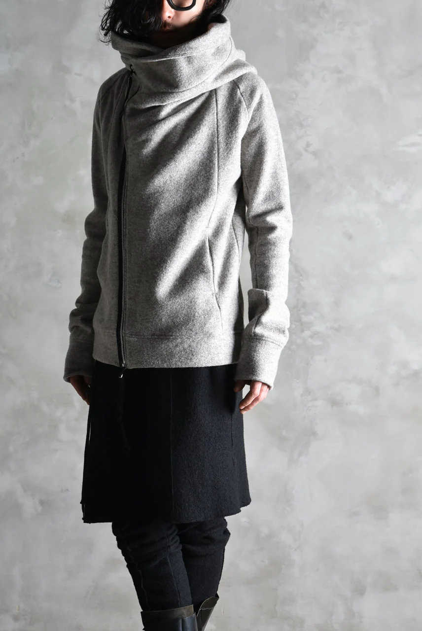 N/07 Wrap Hooded Jacket / Woolring Fleece (MELANGE GREY) - Image 30