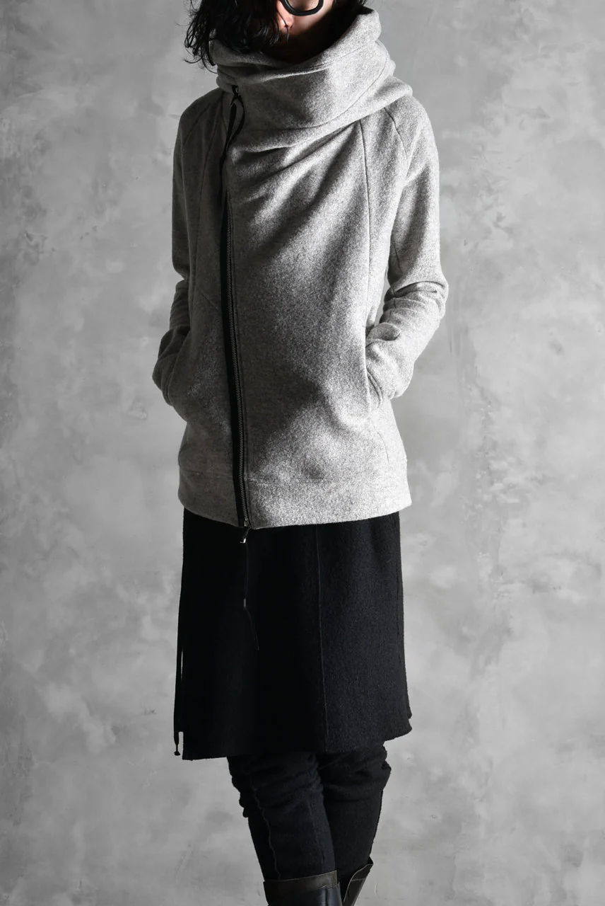 N/07 Wrap Hooded Jacket / Woolring Fleece (MELANGE GREY) - Image 31