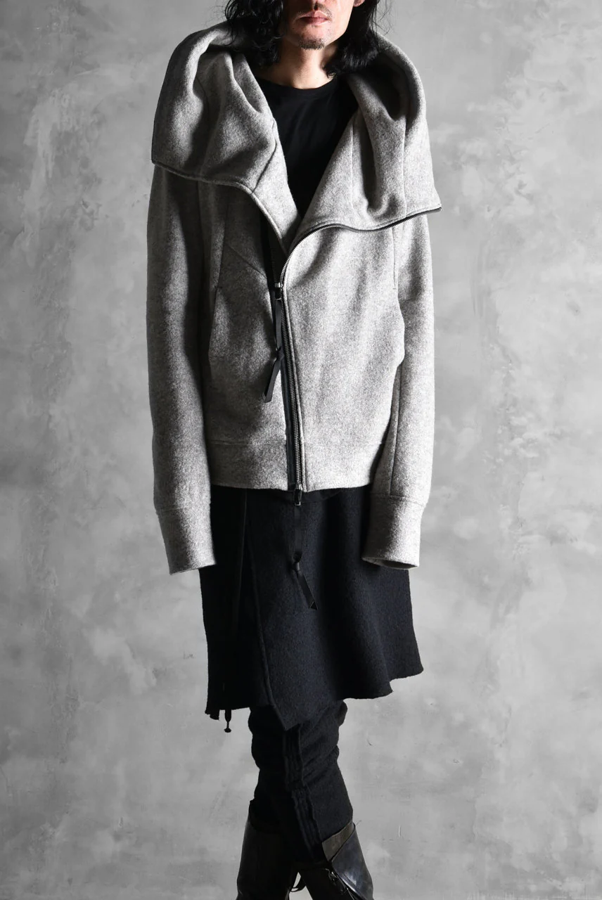 N/07 Wrap Hooded Jacket / Woolring Fleece (MELANGE GREY) - Image 34