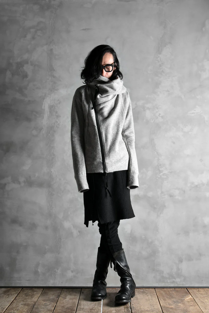 N/07 Wrap Hooded Jacket / Woolring Fleece (MELANGE GREY) - Image 39