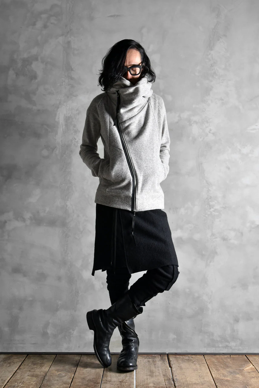 N/07 Wrap Hooded Jacket / Woolring Fleece (MELANGE GREY) - Image 40
