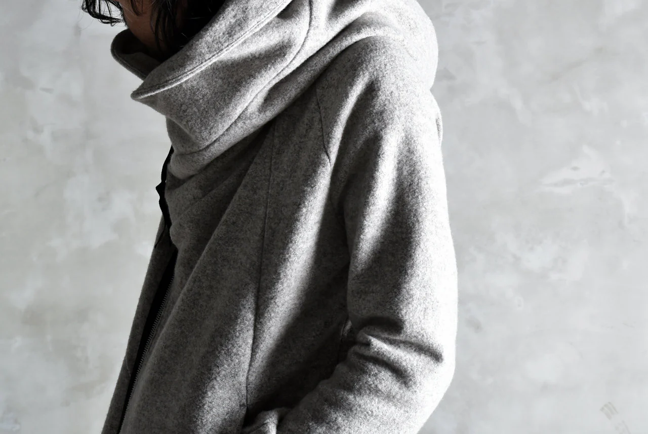 N/07 Wrap Hooded Jacket / Woolring Fleece (MELANGE GREY) - Image 43