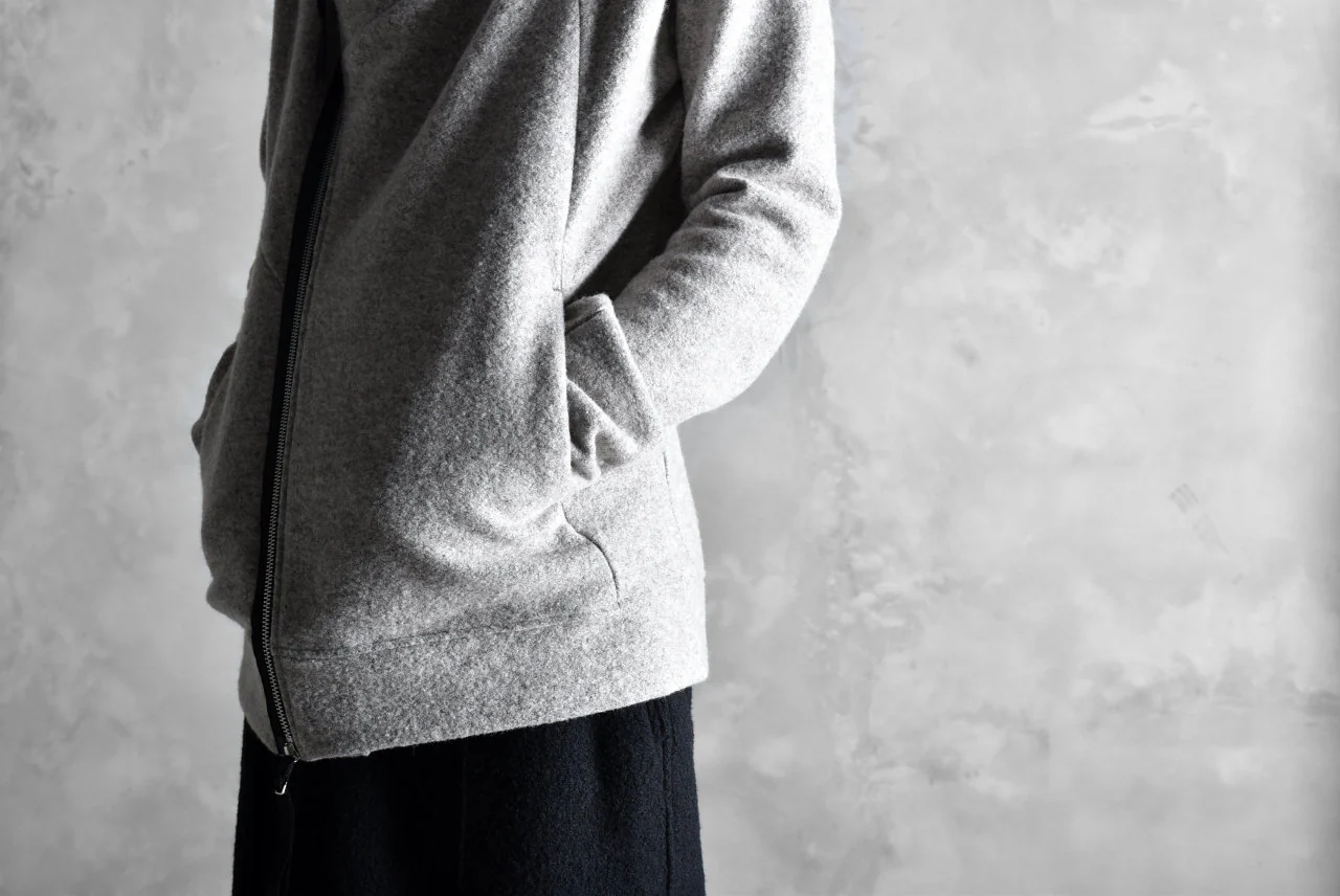 N/07 Wrap Hooded Jacket / Woolring Fleece (MELANGE GREY) - Image 44