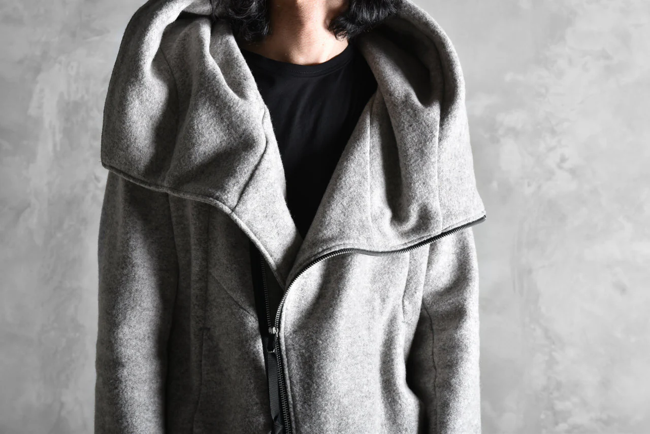 N/07 Wrap Hooded Jacket / Woolring Fleece (MELANGE GREY) - Image 45