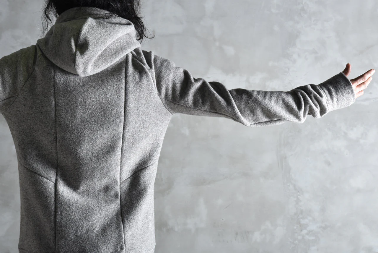 N/07 Wrap Hooded Jacket / Woolring Fleece (MELANGE GREY) - Image 46