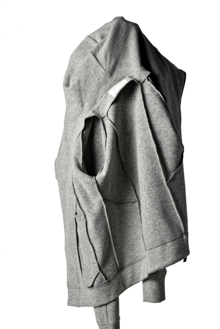 N/07 Wrap Hooded Jacket / Woolring Fleece (MELANGE GREY) - Image 7