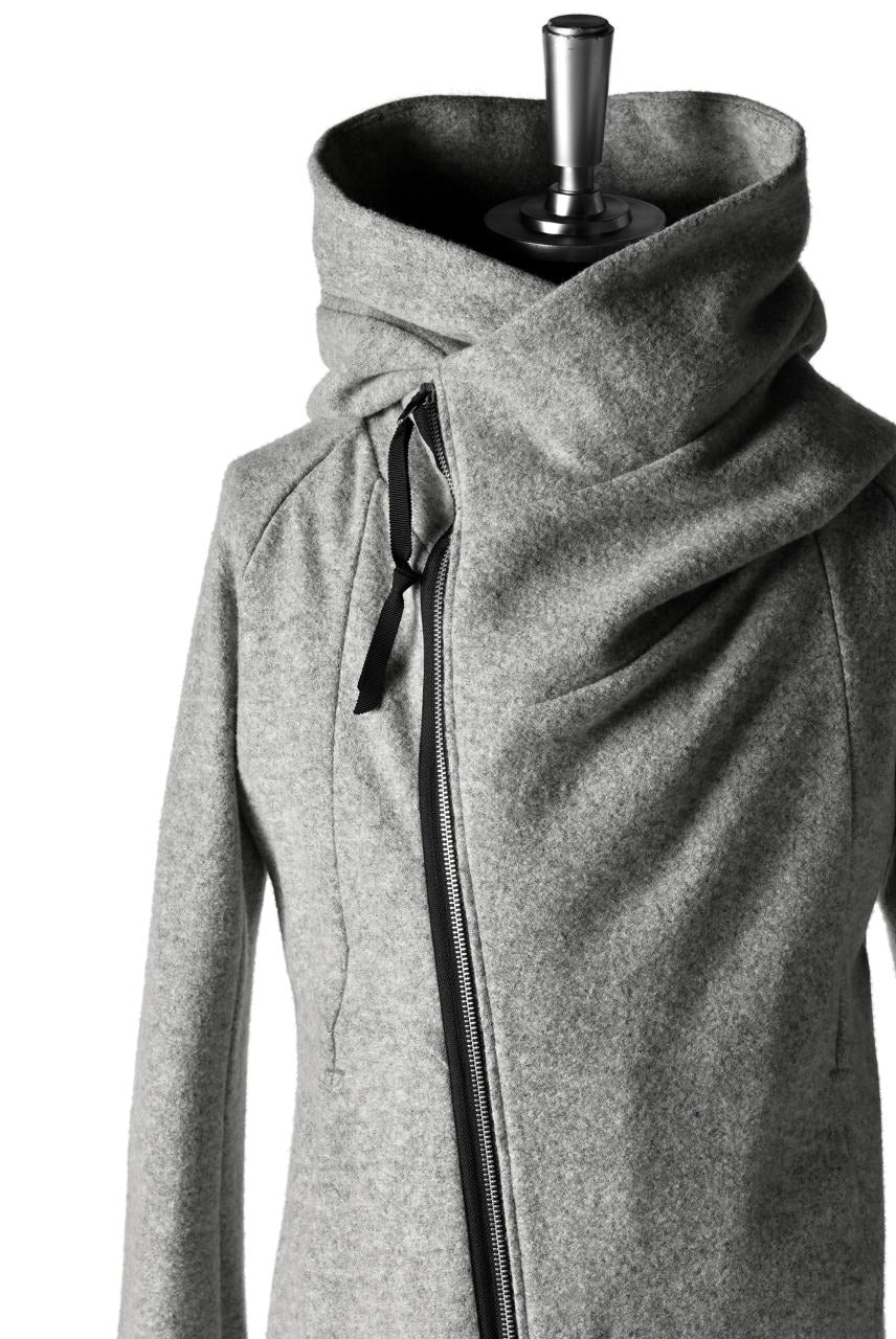 N/07 Wrap Hooded Jacket / Woolring Fleece (MELANGE GREY) - Image 8