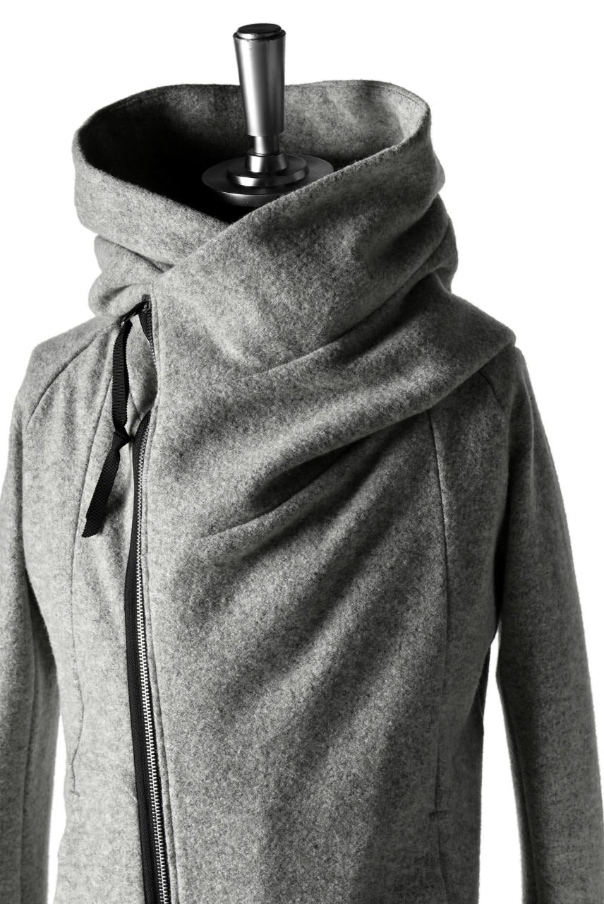 N/07 Wrap Hooded Jacket / Woolring Fleece (MELANGE GREY) - Image 9