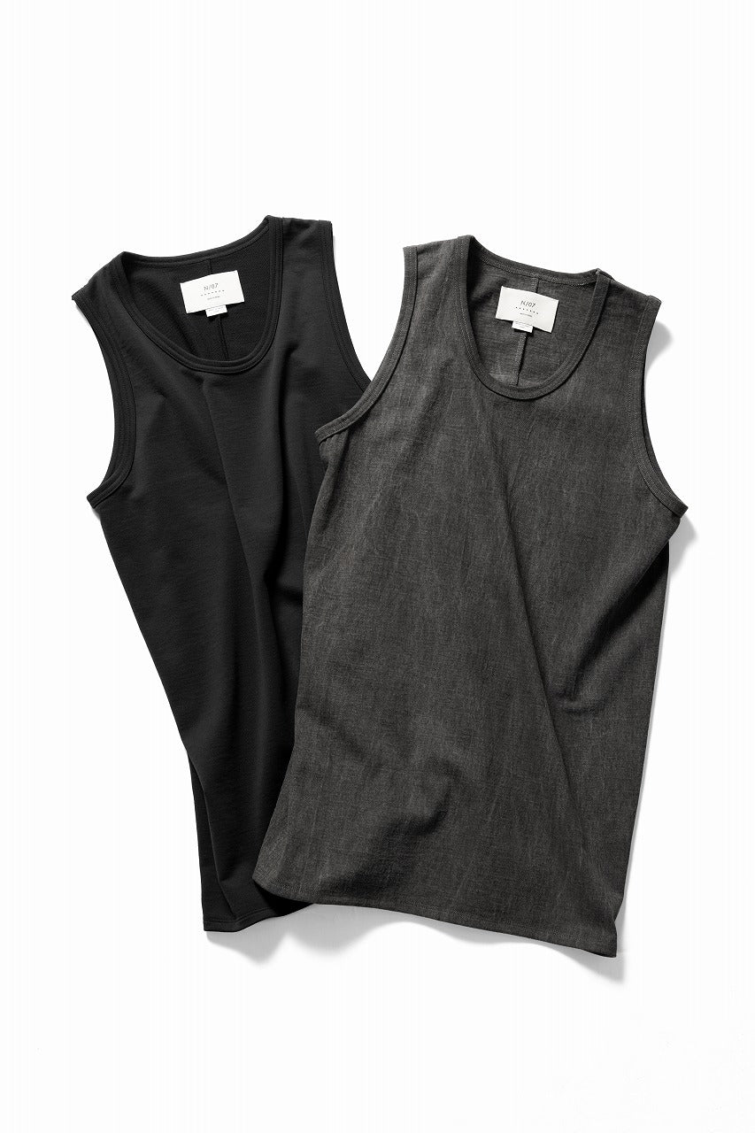 N/07 x black crow MINIMAL TANK TOP / DYED MEDIUM COTTON JERSEY (濃墨) - Image 11