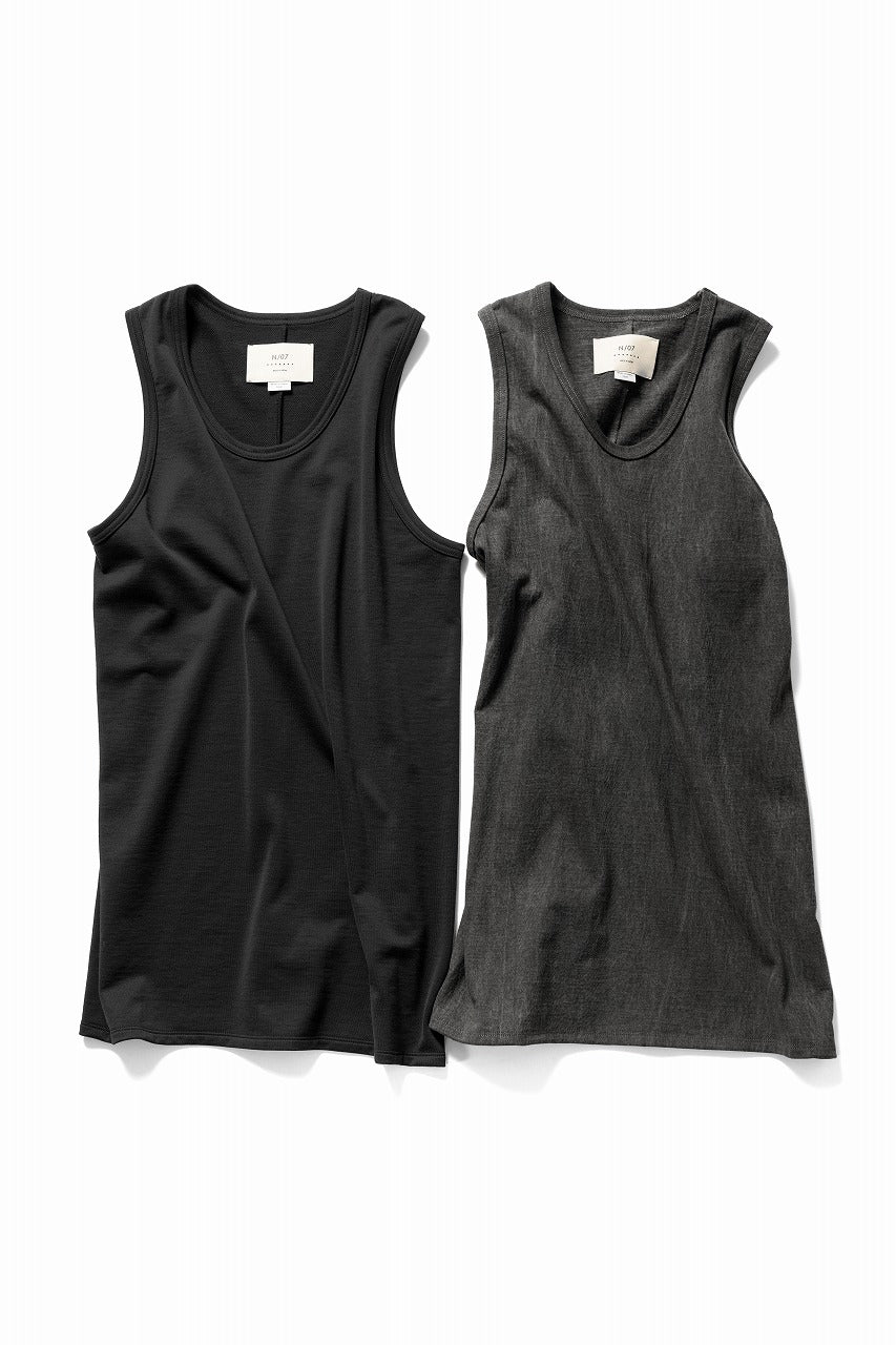 N/07 x black crow MINIMAL TANK TOP / DYED MEDIUM COTTON JERSEY (濃墨) - Image 12