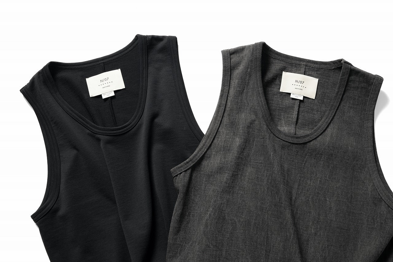 N/07 x black crow MINIMAL TANK TOP / DYED MEDIUM COTTON JERSEY (濃墨) - Image 13