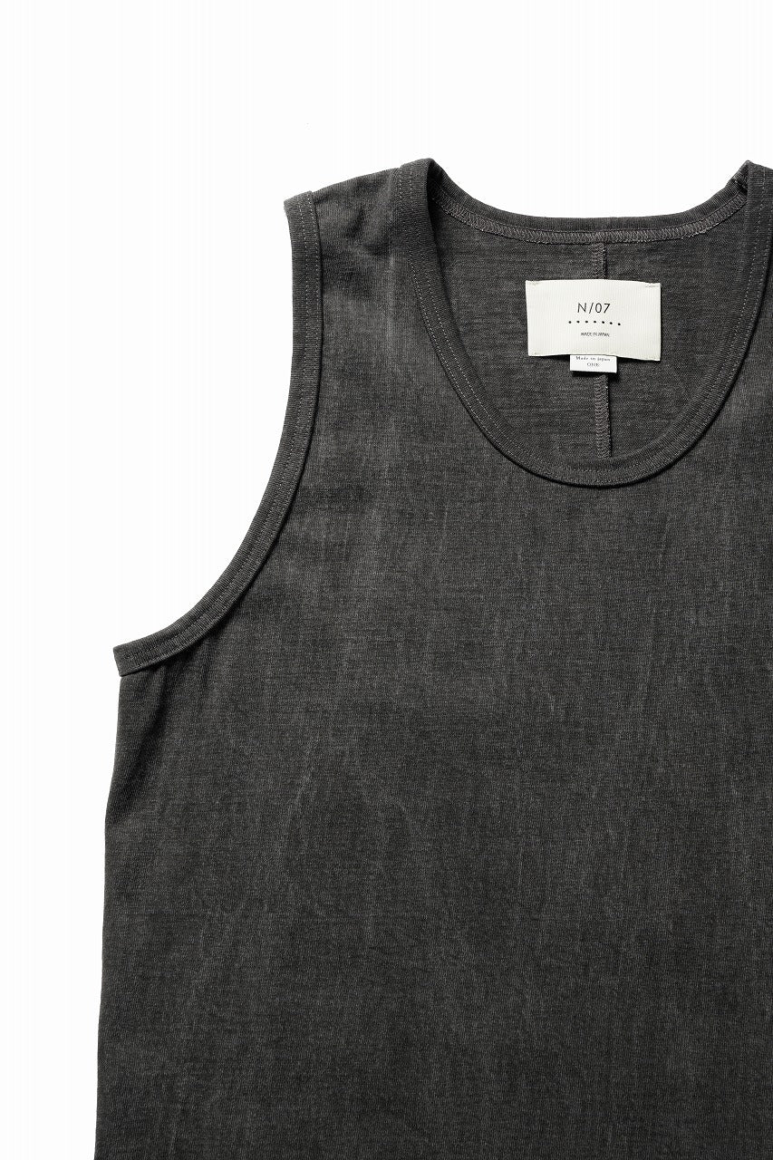 N/07 x black crow MINIMAL TANK TOP / DYED MEDIUM COTTON JERSEY (濃墨) - Image 4