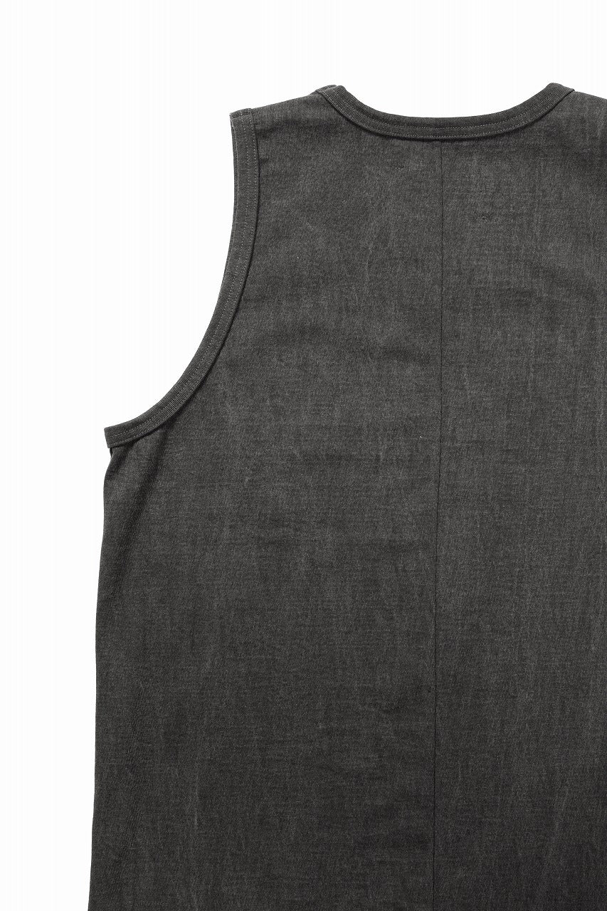 N/07 x black crow MINIMAL TANK TOP / DYED MEDIUM COTTON JERSEY (濃墨) - Image 9