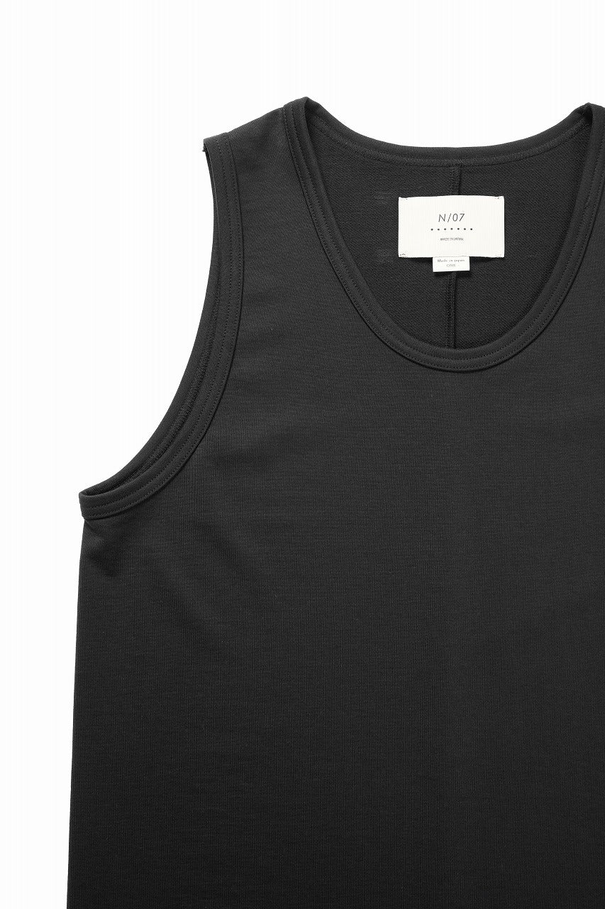 N/07 x black crow MINIMAL TANK TOP / MICRO FLEESE COTTON JERSEY (BLACK) - Image 5