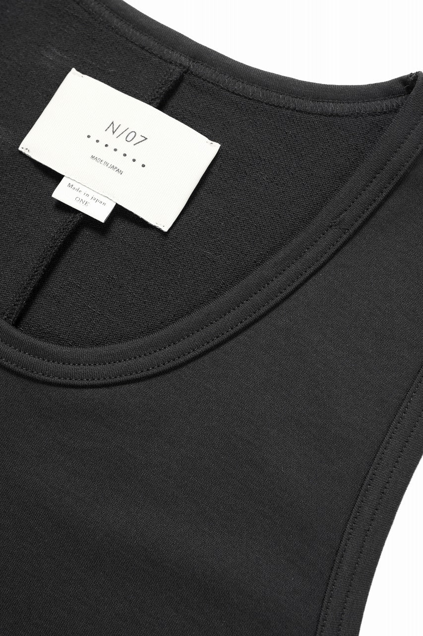 N/07 x black crow MINIMAL TANK TOP / MICRO FLEESE COTTON JERSEY (BLACK) - Image 7