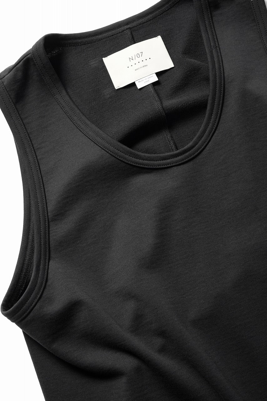 N/07 x black crow MINIMAL TANK TOP / MICRO FLEESE COTTON JERSEY (BLACK) - Image 8