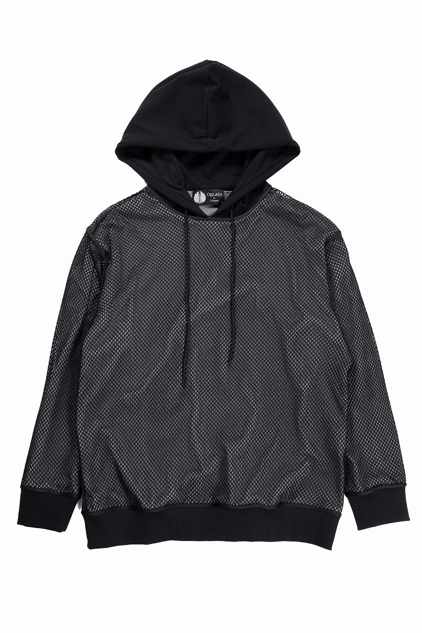 OBLADI BIG HOLE MESH HOODIE (BLACK) - Image 3