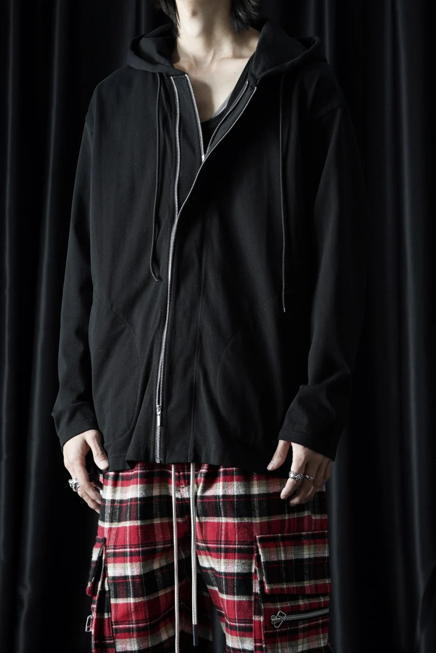 OBLADI DOUBLE ZIPPERS WITH HOOD CARDIGAN (BLACK) - Image 9