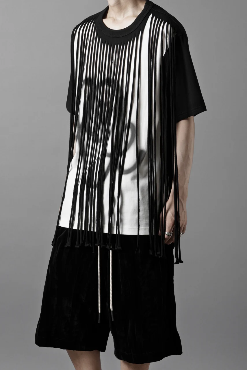 OBLADI TWO LAYER FRINGE CUT T SHIRT WITH AIRBRUSH PAINT (BLACK) - Image 4