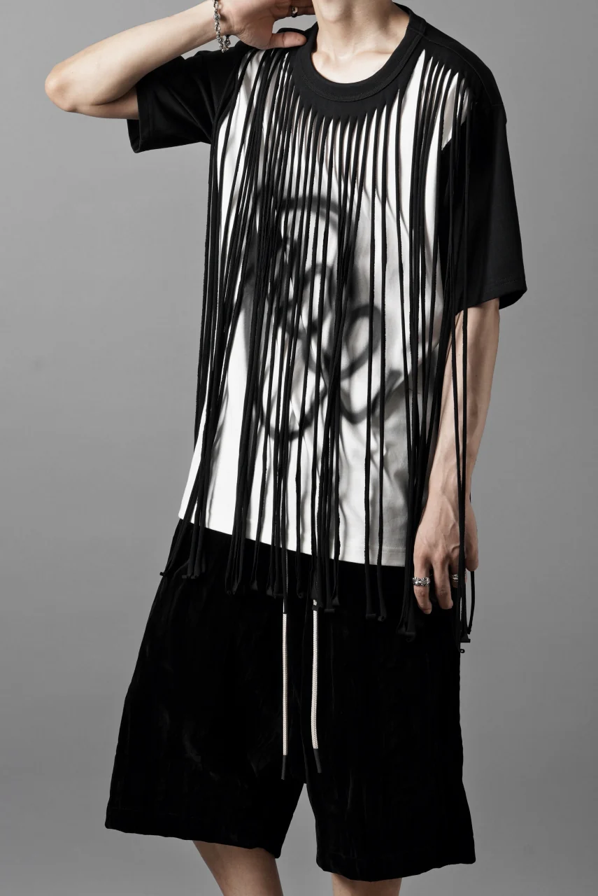 OBLADI TWO LAYER FRINGE CUT T SHIRT WITH AIRBRUSH PAINT (BLACK) - Image 6