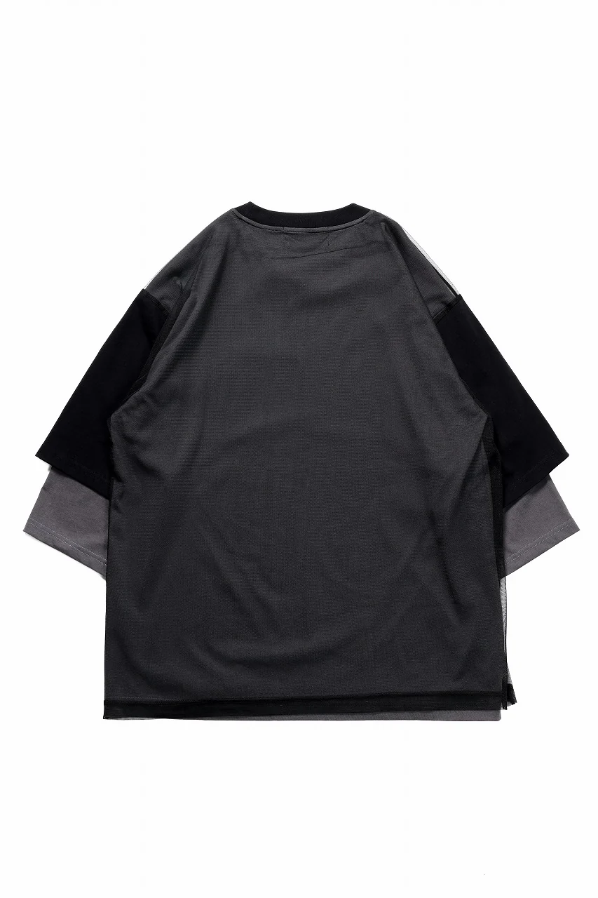 OBLADI TWO LAYER IN OVER SIZE HALF SLEEVE T SHIRT (GRAY) - Image 3
