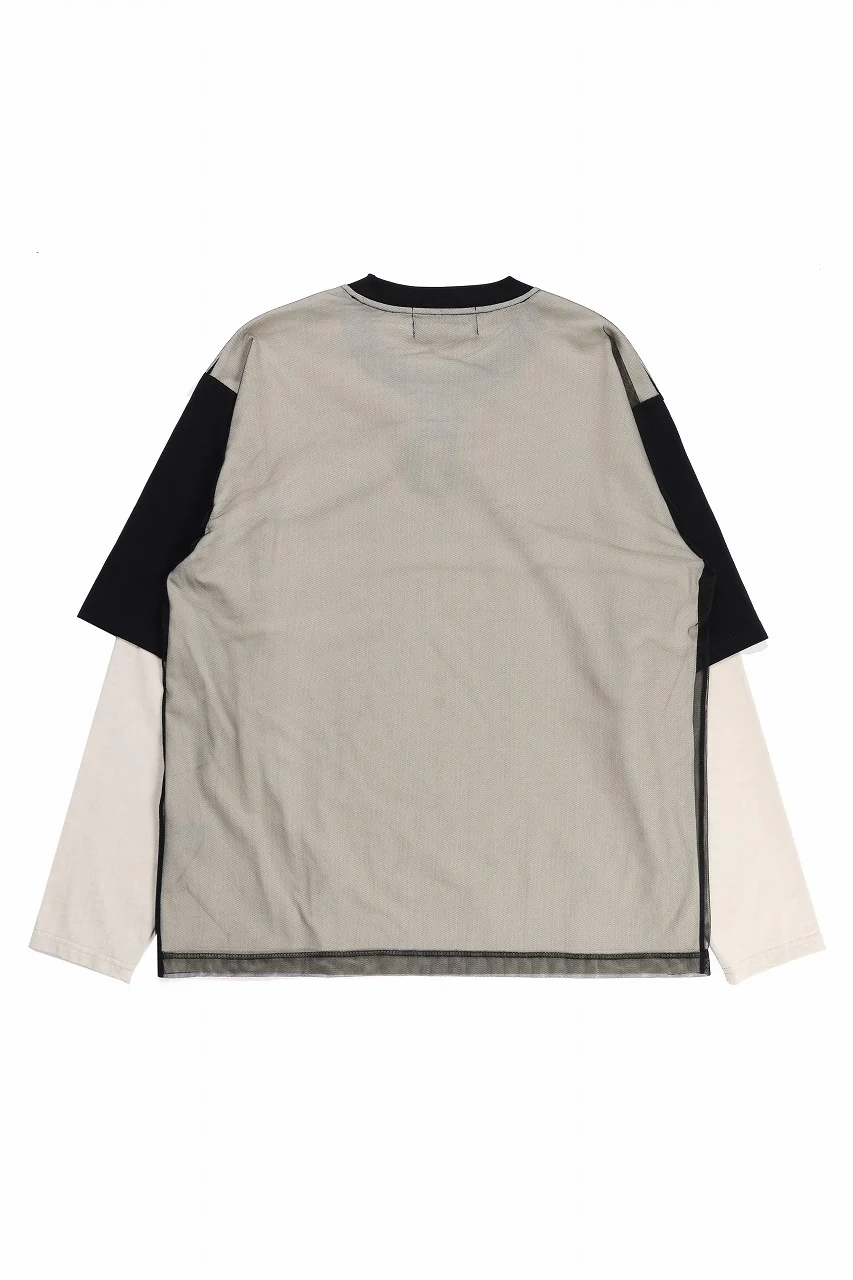 OBLADI TWO LAYER IN OVER SIZE T SHIRT (BEIGE) - Image 3