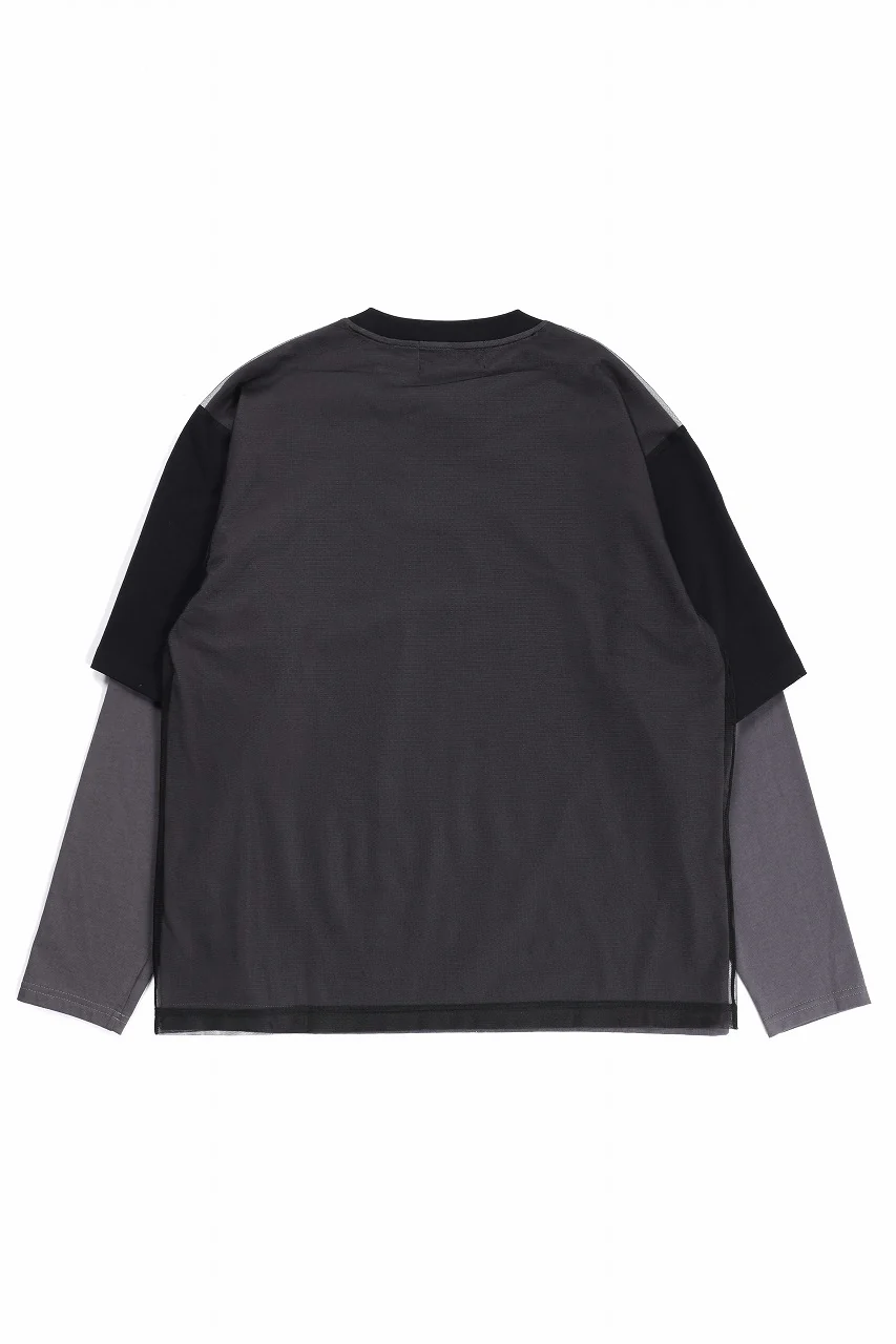 OBLADI TWO LAYER IN OVER SIZE T SHIRT (GRAY) - Image 3