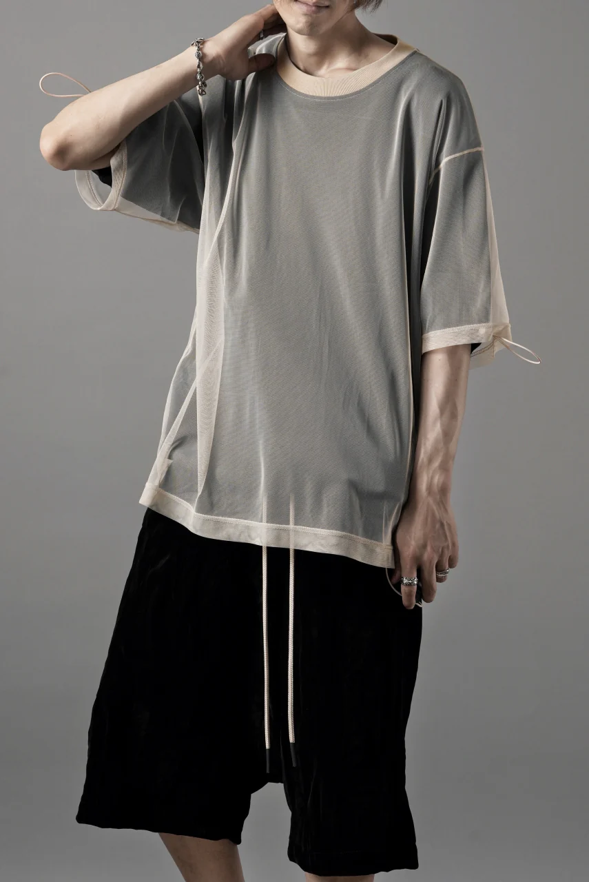 OBLADI TWO LAYER T SHIRT IN BLACK WITH BEIGE MESH (BLACK) - Image 5