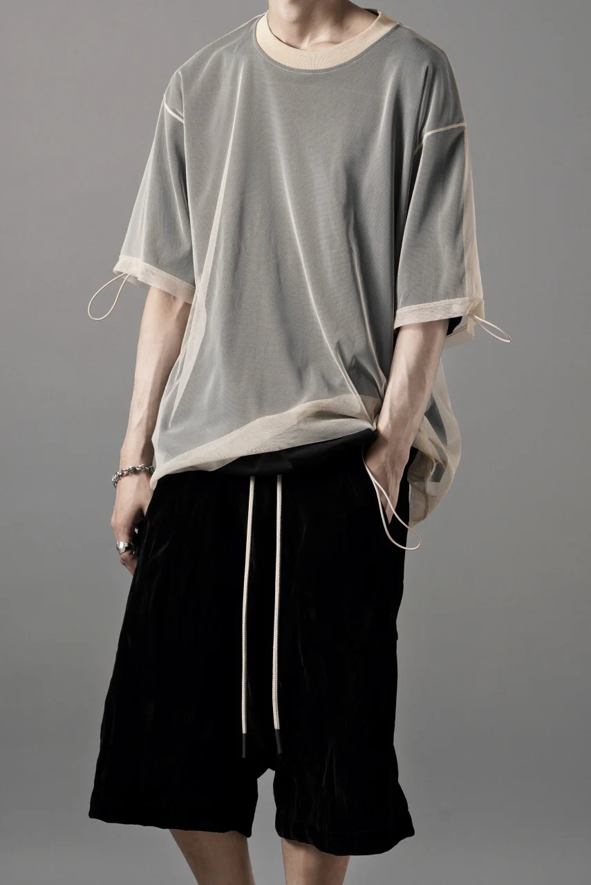 OBLADI TWO LAYER T SHIRT IN BLACK WITH BEIGE MESH (BLACK) - Image 6