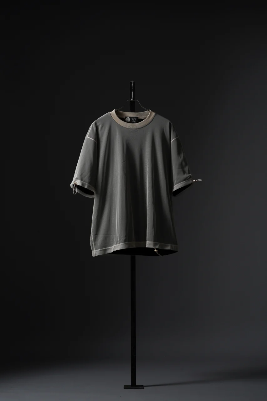 OBLADI TWO LAYER T SHIRT IN BLACK WITH BEIGE MESH (BLACK) - Image 8