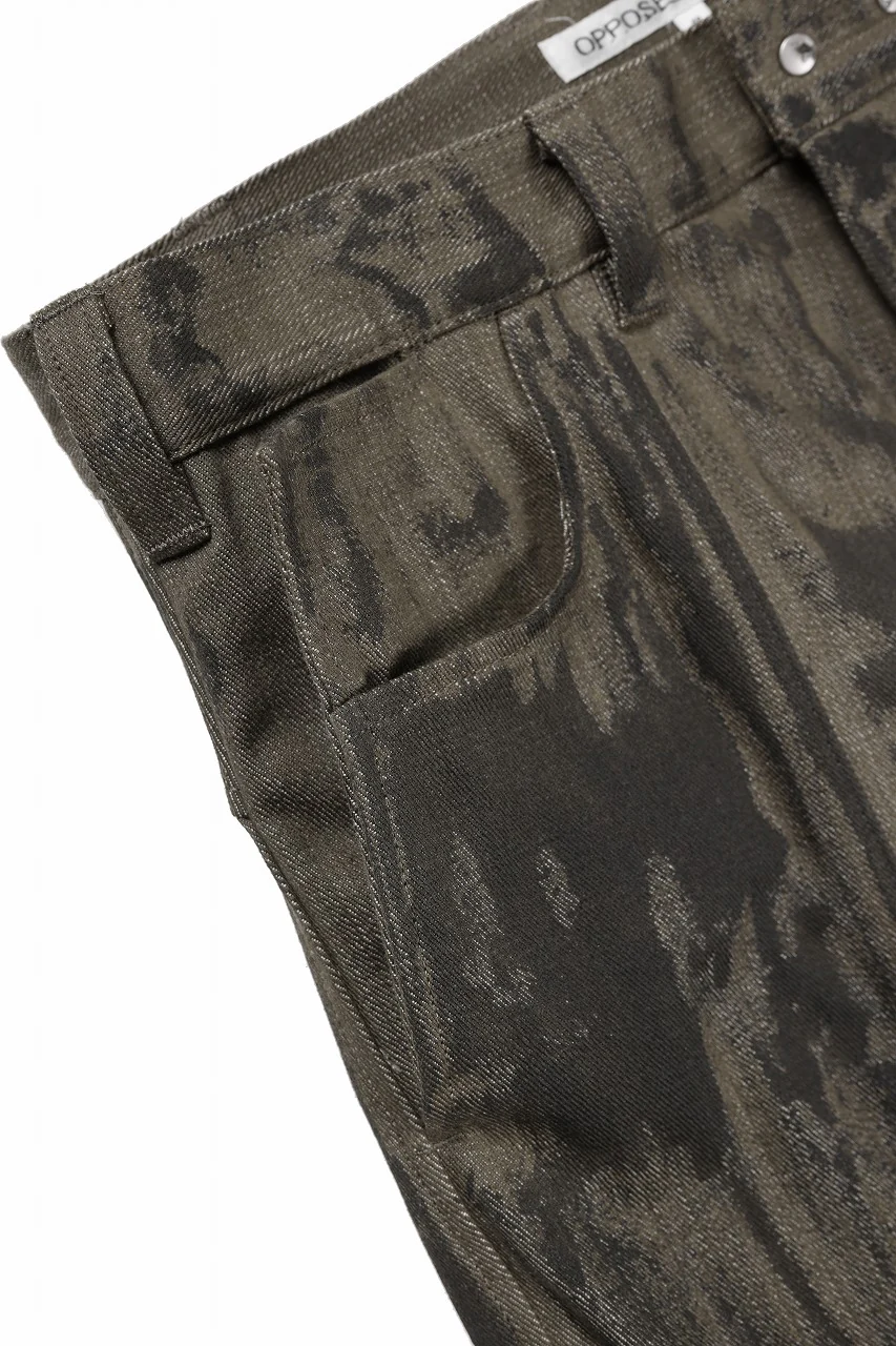OPPOSE DUALITY 10POCKET PANEL DENIM TROUSERS / HAND PAINTED ACRYLIC RESIN (DIRT GREEN) - Image 11