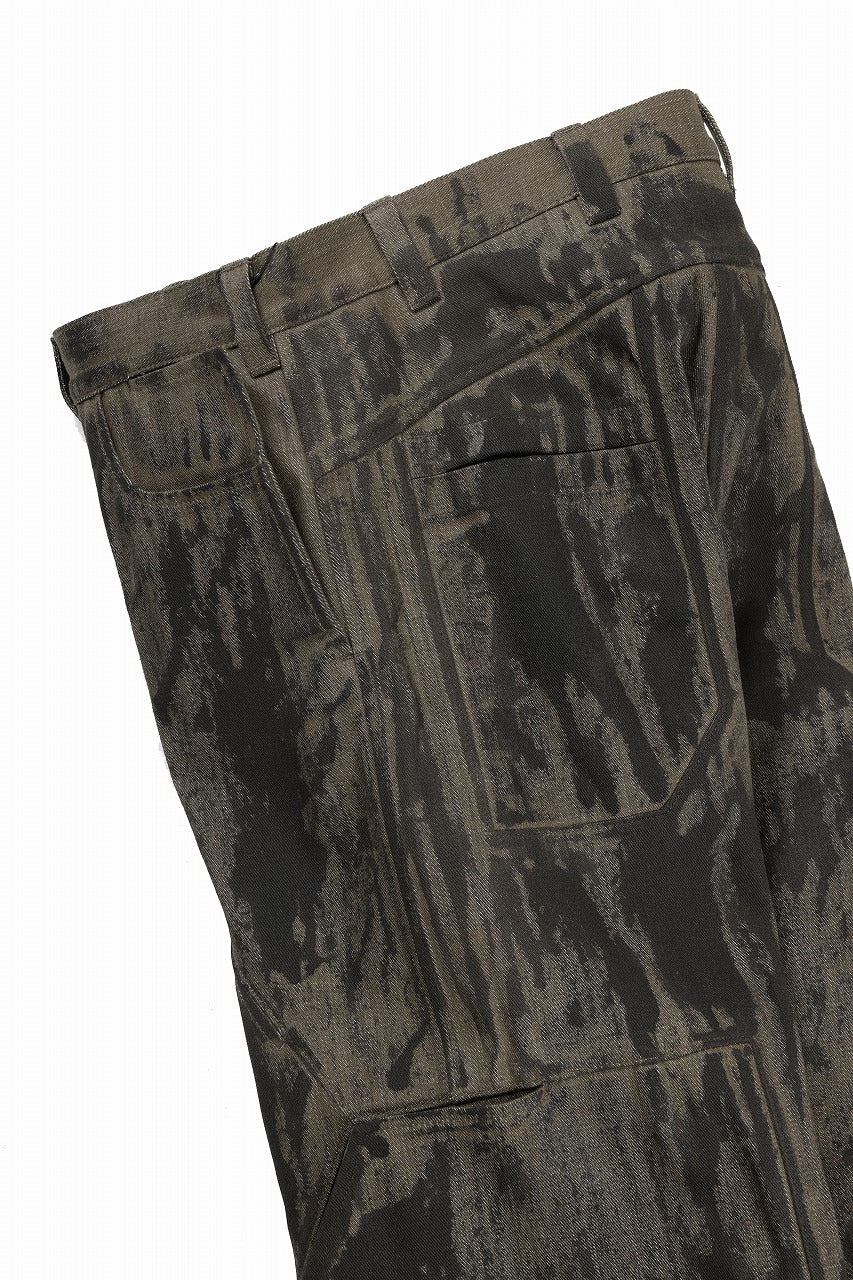OPPOSE DUALITY 10POCKET PANEL DENIM TROUSERS / HAND PAINTED ACRYLIC RESIN (DIRT GREEN) - Image 12