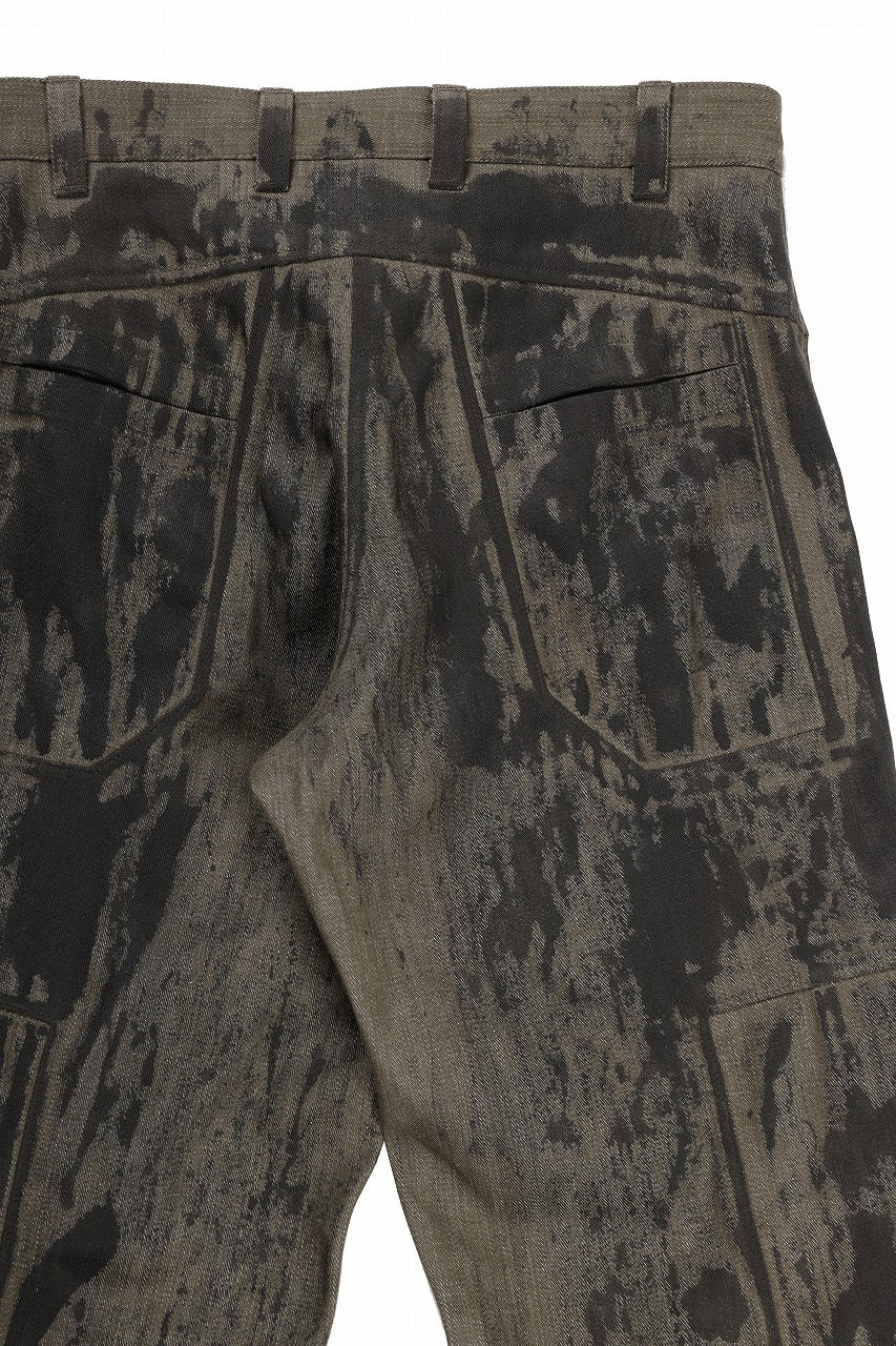 OPPOSE DUALITY 10POCKET PANEL DENIM TROUSERS / HAND PAINTED ACRYLIC RESIN (DIRT GREEN) - Image 14